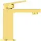 Waschbeckenarmatur in gebürstetem Gold von Ideal Standard, mit gerader Form und einem Hebelgriff zur Regelung des Wasserflusses.